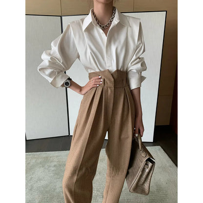 Thirteen Lines Early Autumn Pants High Waist Wide Leg Pants Women's Casual Pants Fashion Casual Mopping Pants Women's New Style