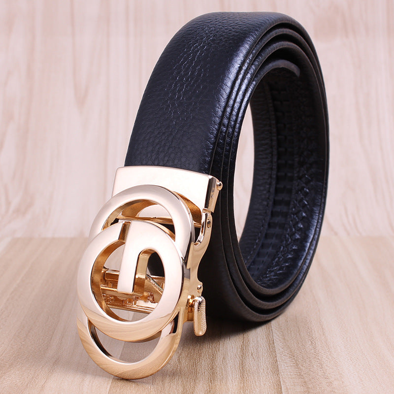 First-layer Cowhide Leather Belt For Men, High-end Genuine Leather Automatic Buckle, Business Belt, Men Casual Pants With Girdle