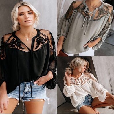 Blusa Flowy Bell com detalhes em crochê