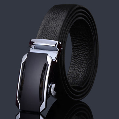 First-layer Cowhide Leather Belt For Men, High-end Genuine Leather Automatic Buckle, Business Belt, Men Casual Pants With Girdle
