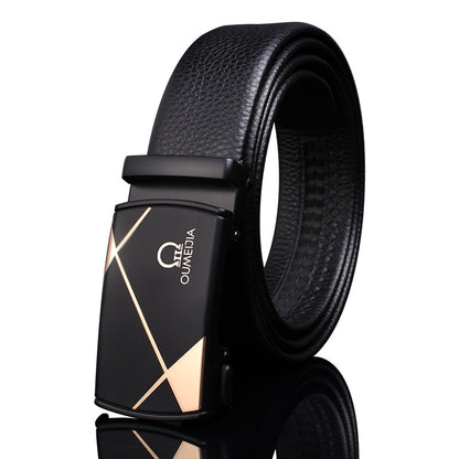 First-layer Cowhide Leather Belt For Men, High-end Genuine Leather Automatic Buckle, Business Belt, Men Casual Pants With Girdle