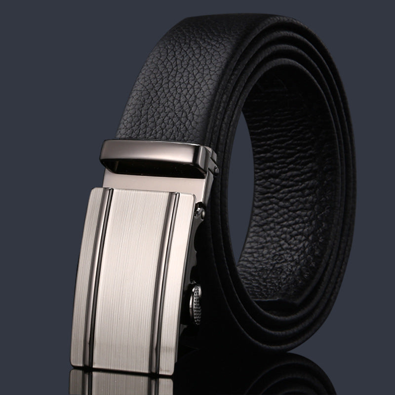First-layer Cowhide Leather Belt For Men, High-end Genuine Leather Automatic Buckle, Business Belt, Men Casual Pants With Girdle