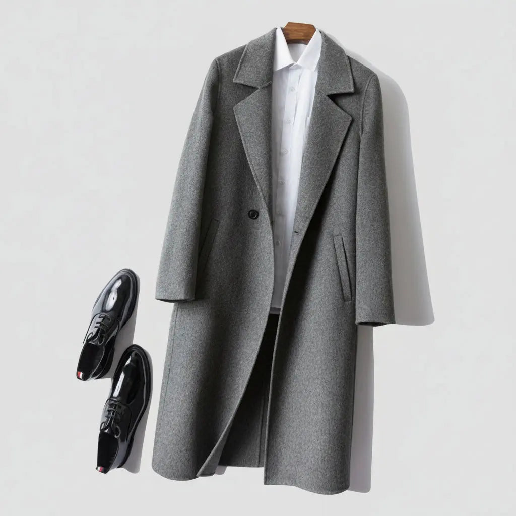 Pure Wool Double-Sided Woolen Coat Men's Mid-length Knee-Over-the-Knee Double-Sided Cashmere Coat