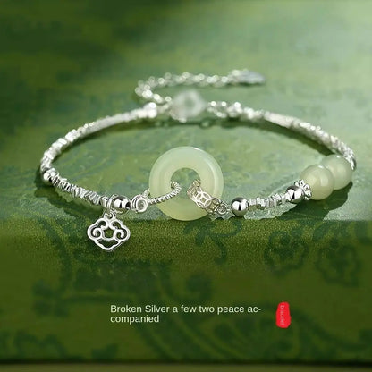 Brass Zircon Lucky Charm Bracelet Elegant Green Stone Bracelet