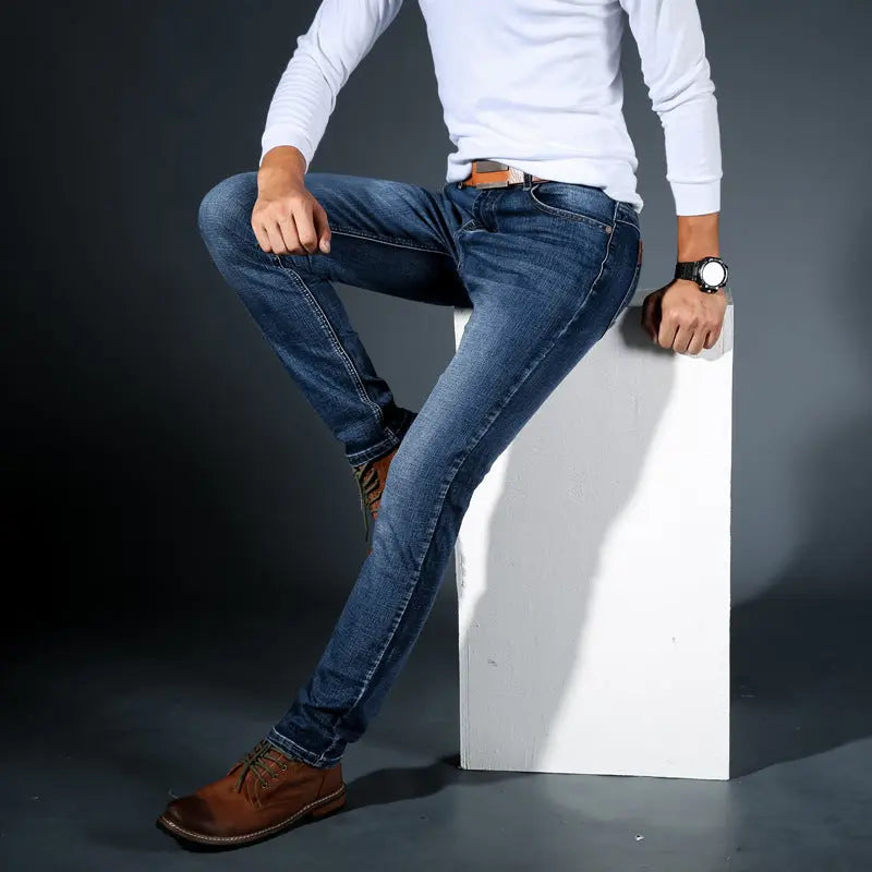 2019 Summer New Youth Trend Fashion Trendy Men's All-match Slim-fit Men's Jeans Straight-leg Trousers