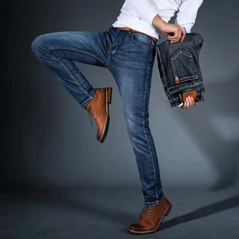 2019 Summer New Youth Trend Fashion Trendy Men's All-match Slim-fit Men's Jeans Straight-leg Trousers