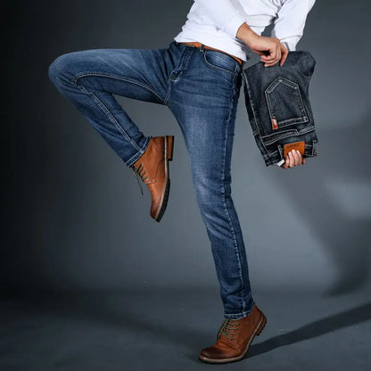 2019 Summer New Youth Trend Fashion Trendy Men's All-match Slim-fit Men's Jeans Straight-leg Trousers