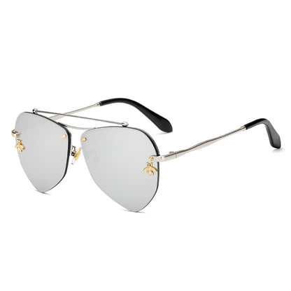 Metal diamond polygon UV protection sunglasses