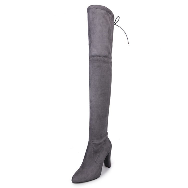 2022 Winter sizzling long boots over the knee boots pointed matte leather thick with high-heeled boots large size foreign trade boots women