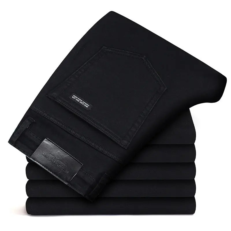 New Men's Black Jeans High Elastic Men's Black Slim Pants Jeans Men