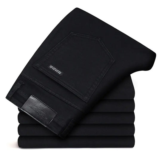 New Men's Black Jeans High Elastic Men's Black Slim Pants Jeans Men