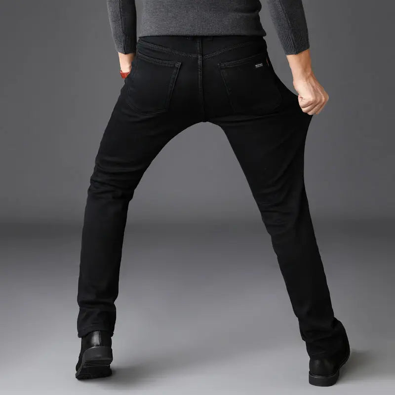 New Men's Black Jeans High Elastic Men's Black Slim Pants Jeans Men