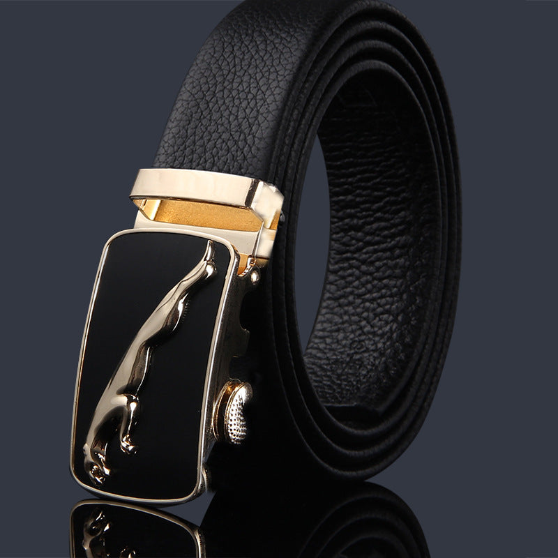 First-layer Cowhide Leather Belt For Men, High-end Genuine Leather Automatic Buckle, Business Belt, Men Casual Pants With Girdle