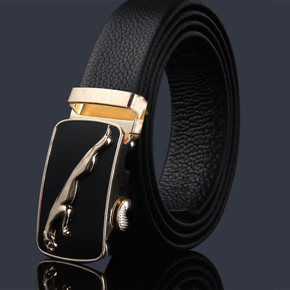 First-layer Cowhide Leather Belt For Men, High-end Genuine Leather Automatic Buckle, Business Belt, Men Casual Pants With Girdle