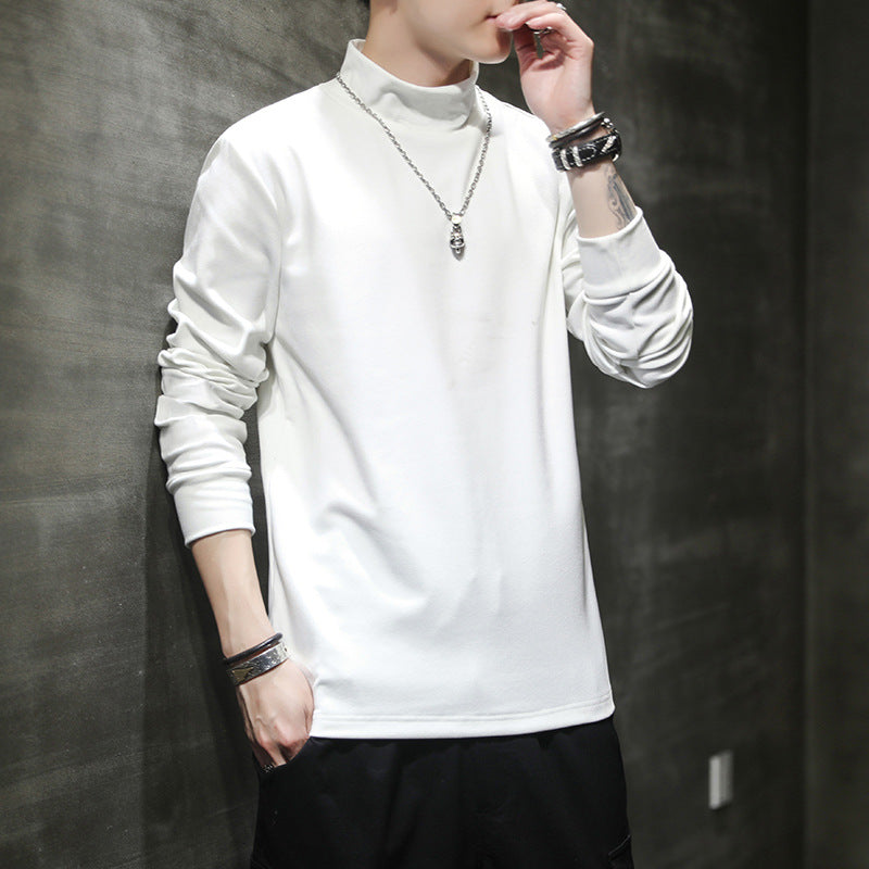 2023 Autumn And Winter German Velvet Sweater Men's Long Sleeve Korean Trend Solid Color Sweater Base Shirt New Men's Casual