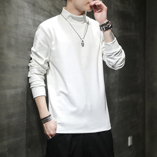 2023 Autumn And Winter German Velvet Sweater Men's Long Sleeve Korean Trend Solid Color Sweater Base Shirt New Men's Casual