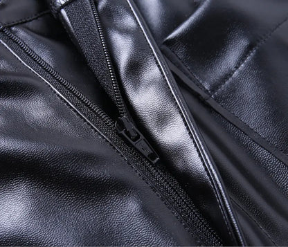 Women’s High-Waisted PU Straight-Leg Trousers