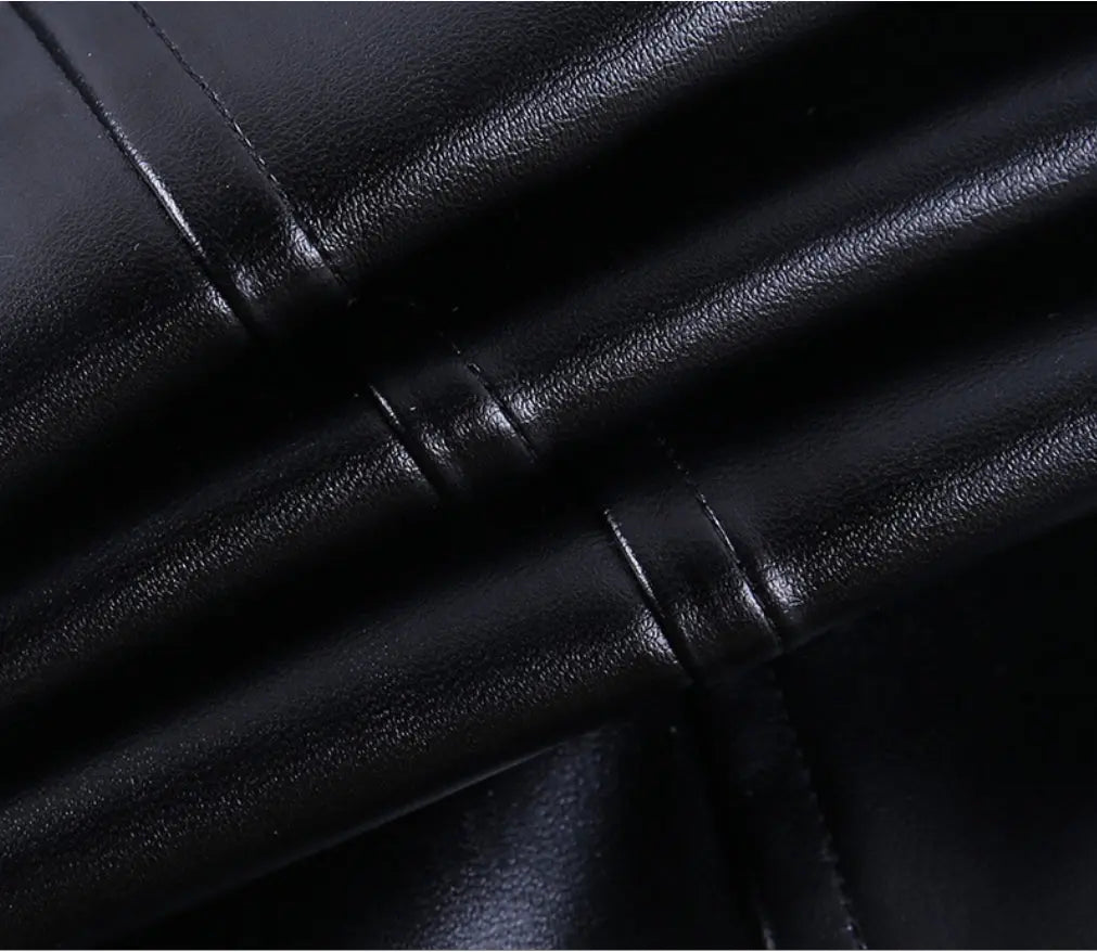 Women’s High-Waisted PU Straight-Leg Trousers