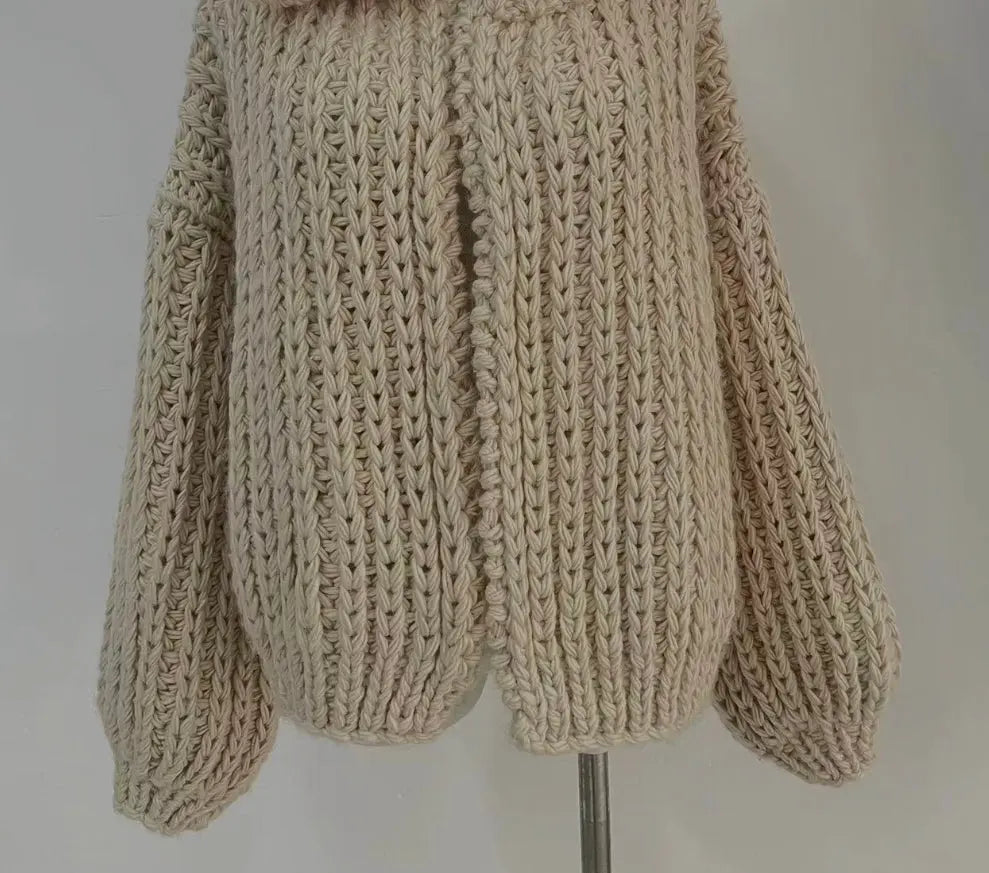 Women's Oversized Chunky Knit Hooded Cardigan