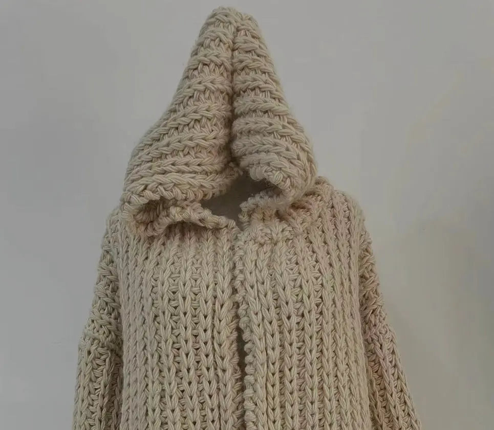 Women's Oversized Chunky Knit Hooded Cardigan