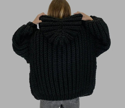 Women's Oversized Chunky Knit Hooded Cardigan