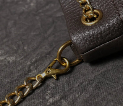 Women's Cowhide Leather Mini Bucket Bag with Chain