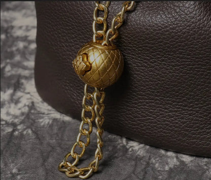 Women's Cowhide Leather Mini Bucket Bag with Chain