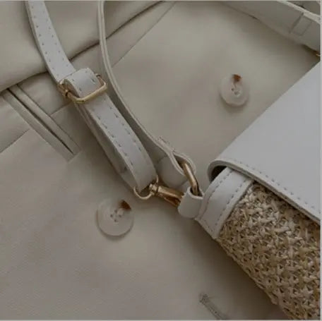 Women's Woven Flap Crossbody Bag with Statement Clasp