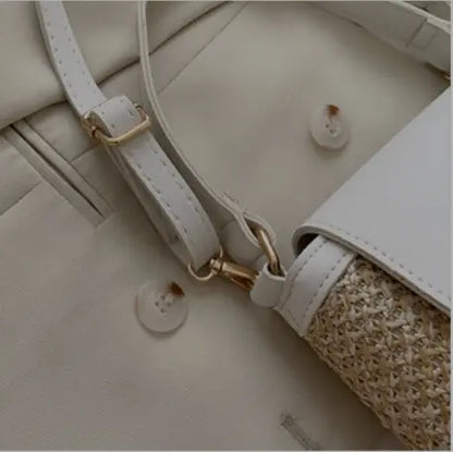 Women's Woven Flap Crossbody Bag with Statement Clasp