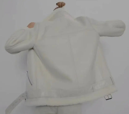 Women's Shearling-Look Belted Aviator Jacket