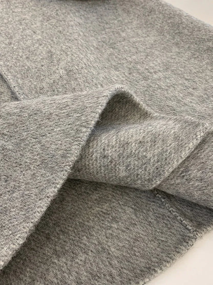 New High-end Women Wool Herringbone Loose Double-sided Wool Coat Temperament Handmade Natural Wool Fashion Jacket Autumn Winter