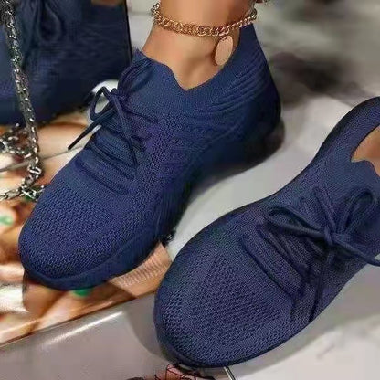 2022 Independent Station Spring And Autumn New Flying Weaving Women&#039;s Shoes Air Cushion Bottom Large Size Mesh Breathable Casual Shoes Cross-border Women&#039;s Shoes