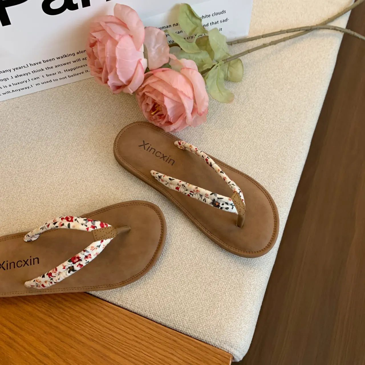 Sandals Flip-flops Women's Summer Outer Wear Flat Holiday Flip-floral Sandals Women's Seaside Sandals
