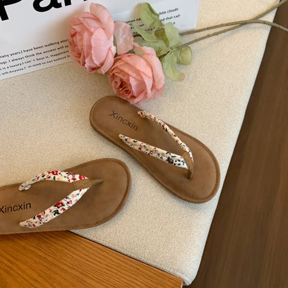 Sandals Flip-flops Women's Summer Outer Wear Flat Holiday Flip-floral Sandals Women's Seaside Sandals