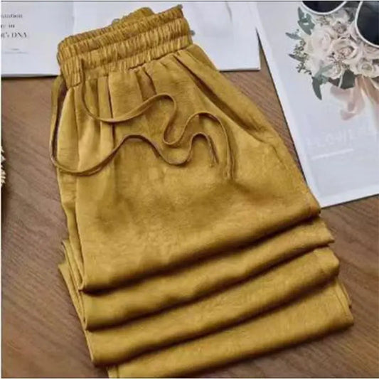 New Chinese Acetic Acid Satin Jacquard Wide Leg Pants Women's Spring And Summer Thin High Waist Dosing Narrow Style Straight Style National Style Casual Pants
