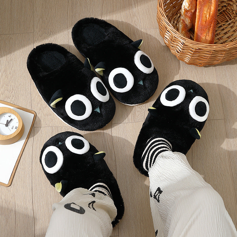 Home Cotton Slippers For Women Winter Couple Cartoon Kitten Cute Fur Slippers Plush Warm Autumn And Winter Cotton Slippers For Men
