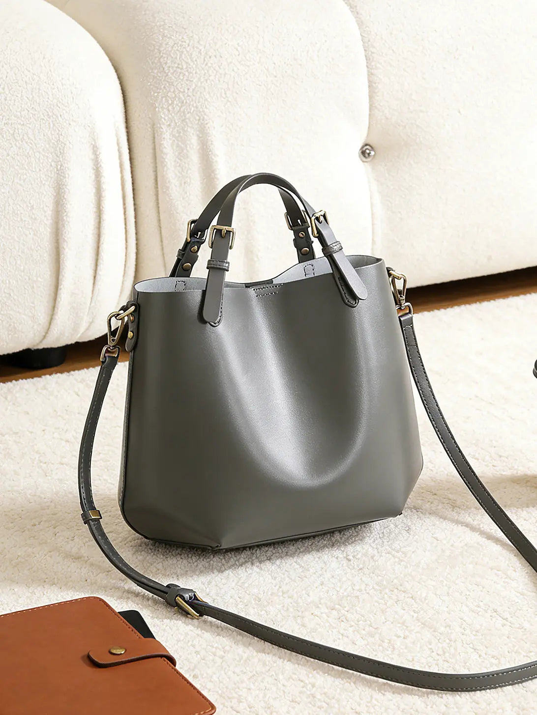 Women's Genuine Cowhide Leather Tote & Shoulder Bag