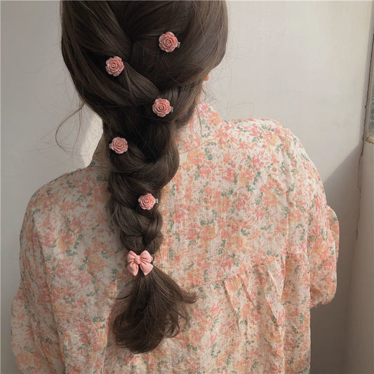 Super Sweet Pink Hairpin Series Girl's Bow Peach Camellia Peach Heart Hairpiece Headwear