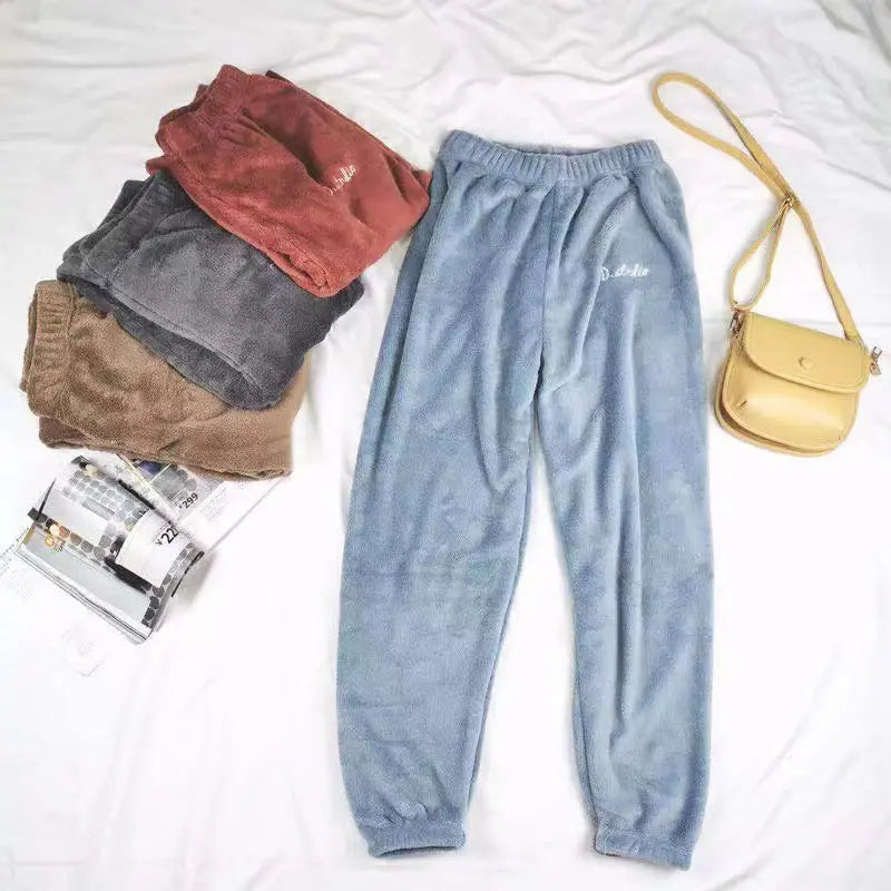Autumn Women's Coral Velvet Home Pants, Warm Casual Pants, Can Be Worn Outside Without Shedding, Plus Fat, Extra-large Thermal Pants