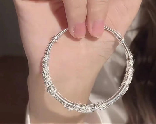 Flowers Genuine Silver 999 Sterling Silver Bracelet Niche Solid Explosion Fashion Bracelet Valentine's Day Gift For Girlfriend