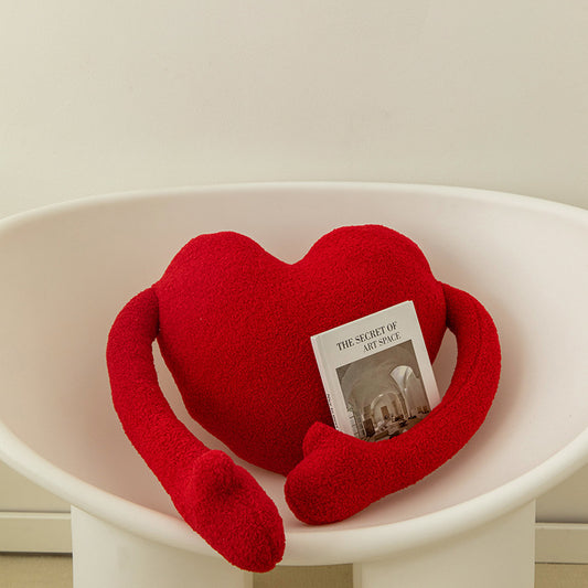 Nordic Ins Heart-Shaped Velvet Girly Heart Love Pillow Waist Pillow Cute Sofa Cushion Wedding Tanabata Gift