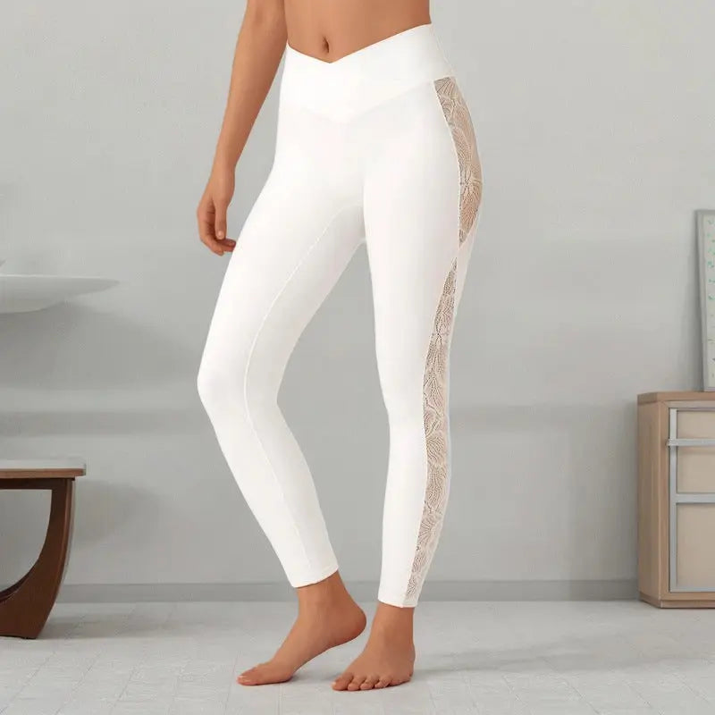 Slim Lace Stitching Yoga Leggings High Waist Cross-border Running Fitness Clothing