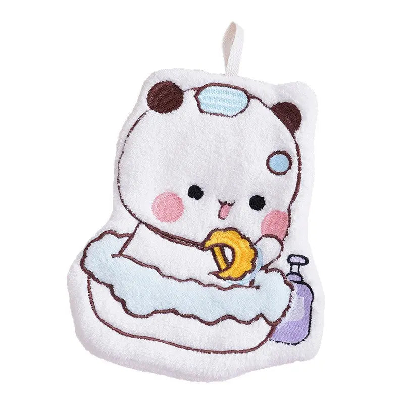 Cute Bath Time Animal Hanging Hand Towel – Soft Absorbent Plush Towel