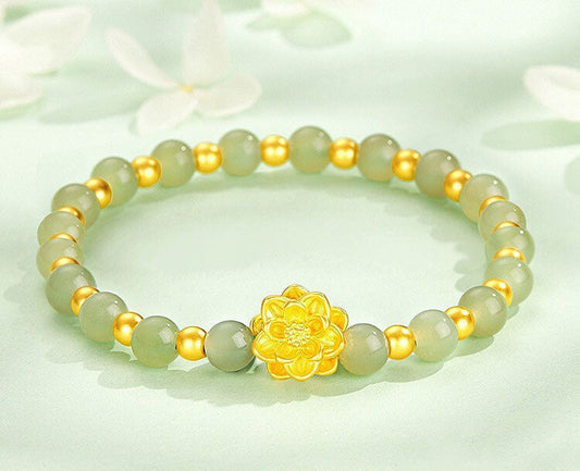 Lotus Bracelet 2024 Women's Light Luxury Imitation Hetian Jade Bracelet 618 Valentine's Day Birthday Gift For Girlfriend