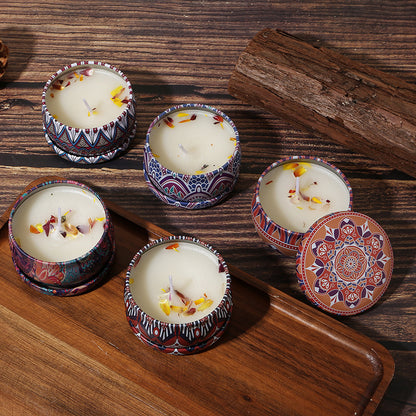 Cross-border Southeast Asia Tinplate Can Indoor Dried Flowers Aromatherapy Candle Birthday Gift Fragrance Expansion Creative Fragrance Candle