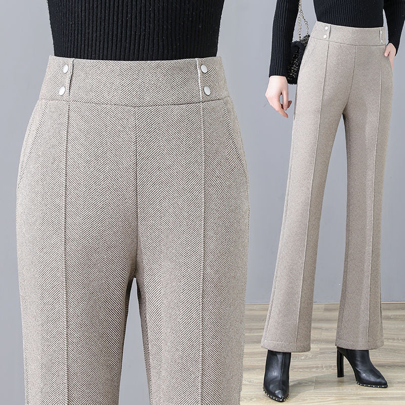 Woolen Bell-bottom Pants Women&#039;s Autumn Drape High Waist Slimming All-match Micro-launched Casual Pants Women&#039;s Trousers