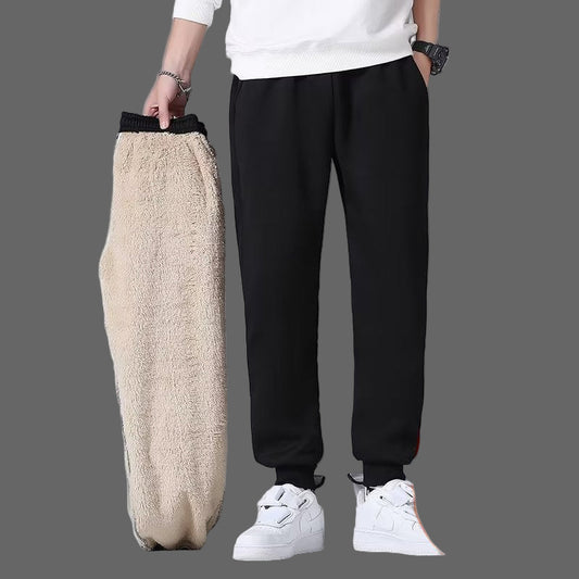 2022 New Sports Velvet Pants Men&#039;s Fleece-lined Thickened Loose Leg Sports Casual Trousers Winter Large Size