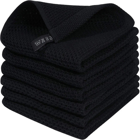 Amazon Hot Sale Pure Cotton Honeycomb Kitchen Square Towel Set Easy Clean Waffle Square With Hook Wholesale