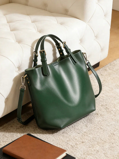 Women's Genuine Cowhide Leather Tote & Shoulder Bag
