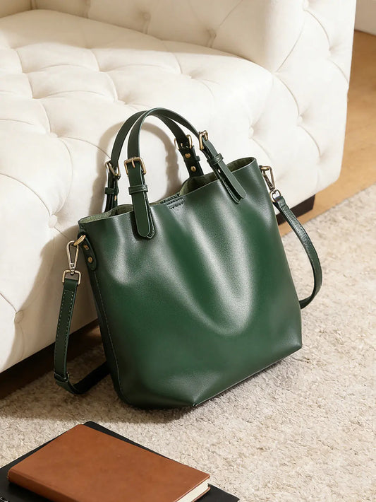 Women's Genuine Cowhide Leather Tote & Shoulder Bag